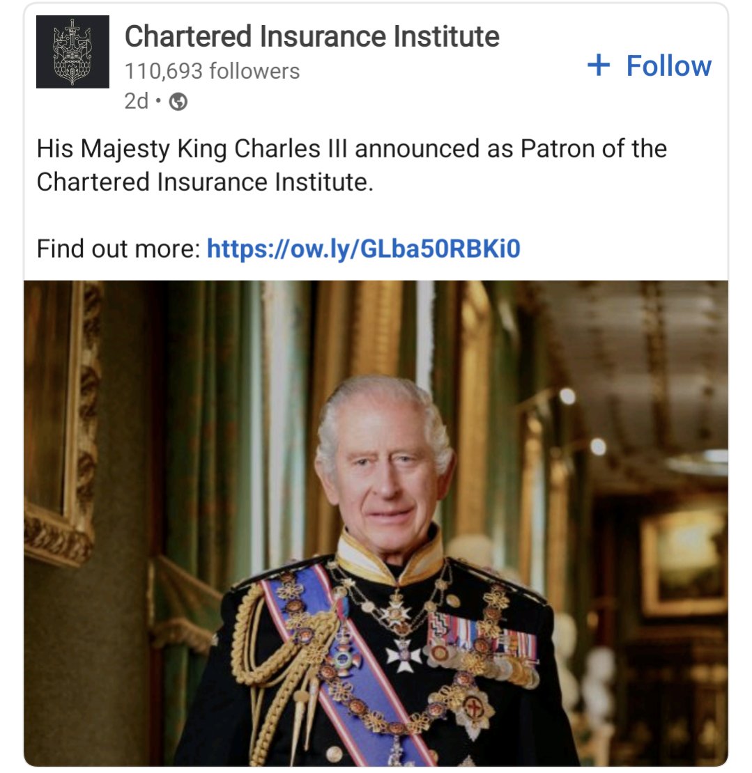 I don't speak British. Did the King open an insurance agency? If so, I have about 647 questions.