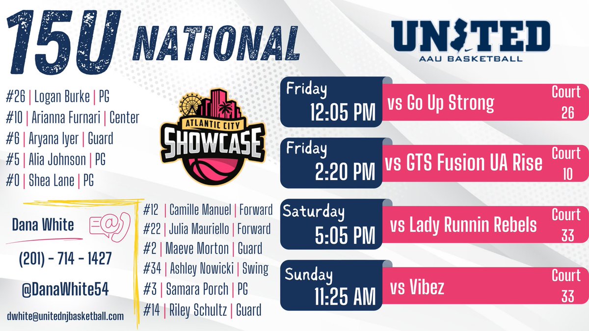 United NJ AAU (@unitednjaau) on Twitter photo Early bird gets the worm
Coaches - if you are out there looking for the future, look no further. Our 16u and 15u teams have A LOT of talent to offer. Power 24 and National teams are ready to go!
Will be competing in Atlantic City this weekend 🏀
<a href="/SelectEventsBB/">Select Events Basketball</a> <a href="/PGHNewJersey/">Prep Girls Hoops New Jersey</a> Early bird gets the worm
Coaches - if you are out there looking for the future, look no further. Our 16u and 15u teams have A LOT of talent to offer. Power 24 and National teams are ready to go!
Will be competing in Atlantic City this weekend 🏀
<a href="/SelectEventsBB/">Select Events Basketball</a> <a href="/PGHNewJersey/">Prep Girls Hoops New Jersey</a>