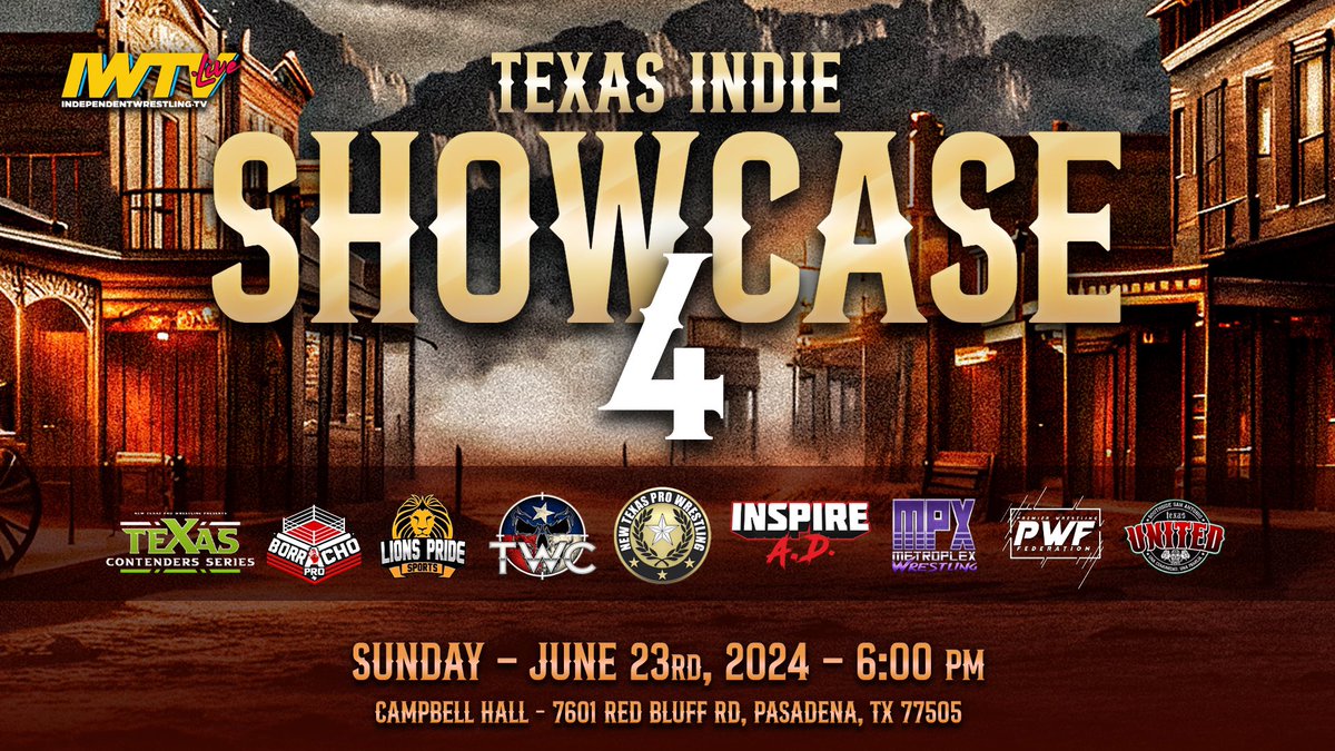 NINE Independent Promotions from around the Great State of Texas all come together for one night of incredible Pro Wrestling Action! New Texas Pro Wrestling @InspireADWres @twc_cctx @MPXWrestling @LionsPrideTX #United210 @PremierFed @BorrachoProATX @texascontenders You
