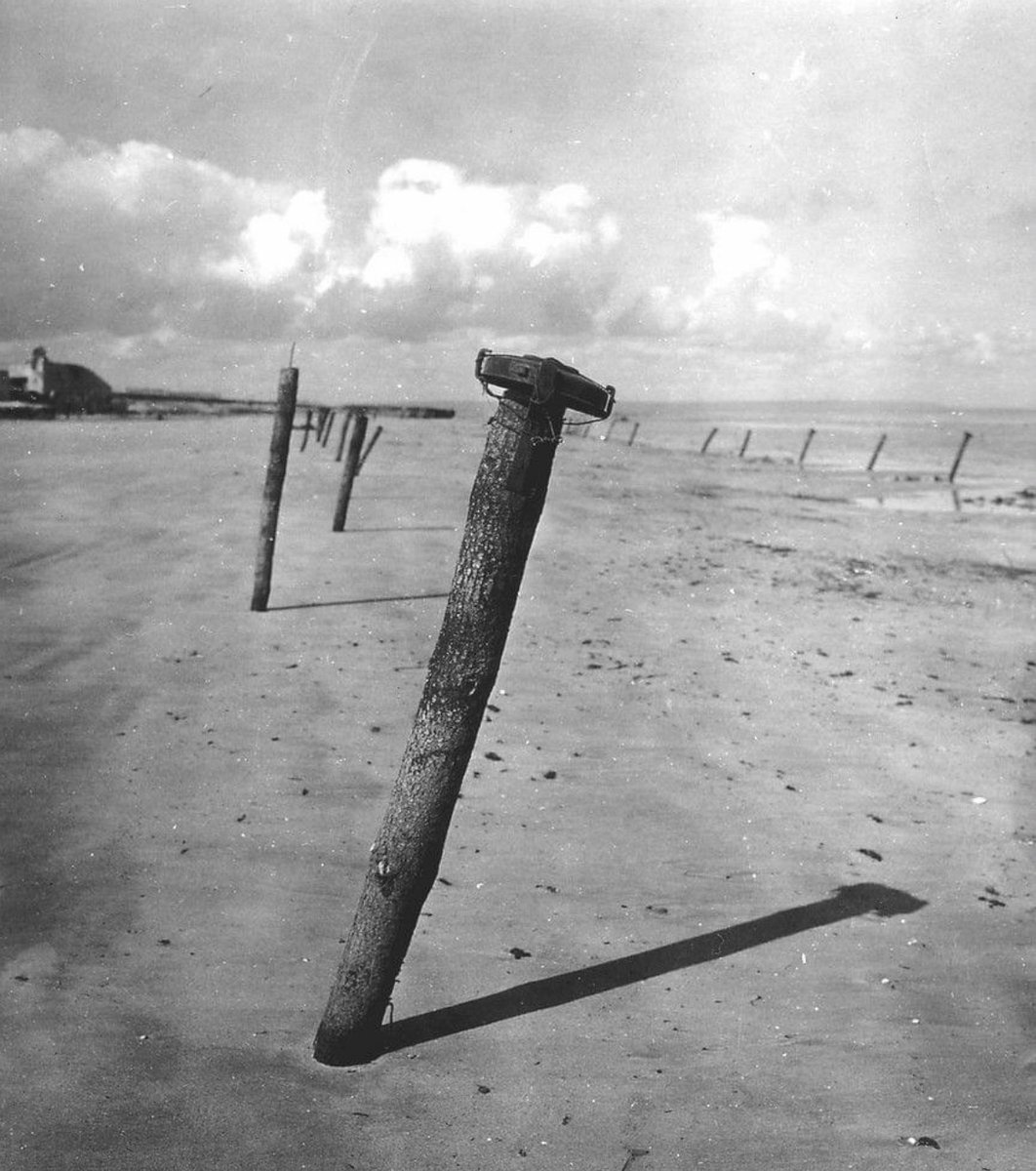 Mine-topped posts planted on Utah Beach for D-Day. These were intended to be triggered by incoming ships and landing craft. Attack at low tide ✔️