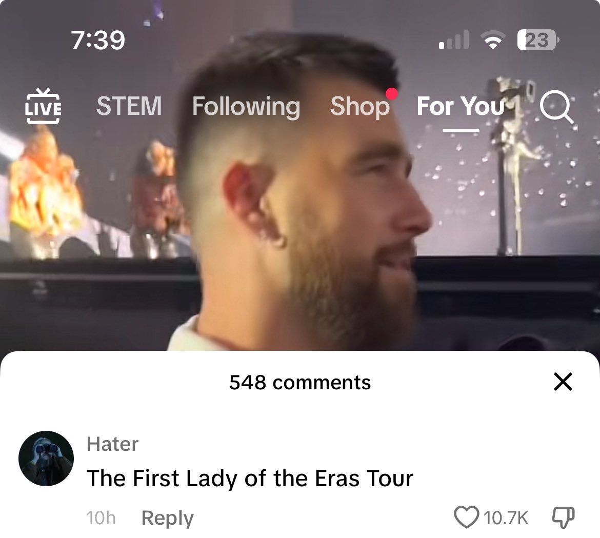 Someone on TikTok called Travis “The First Lady of the Eras Tour” and I’ve never seen anything more accurate