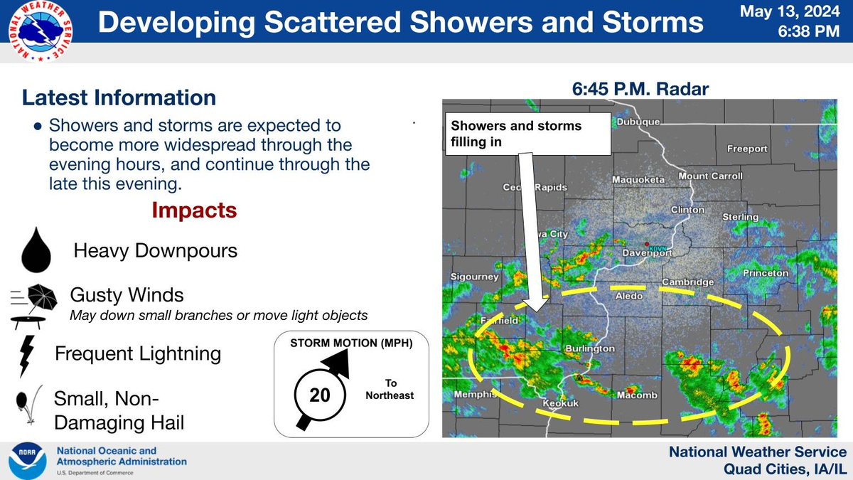 [640 PM Update] Showers and storms will become more widespread and continue through the late evening hours. Expect heavy downpours, small hail, gusty wind and frequent lightning.