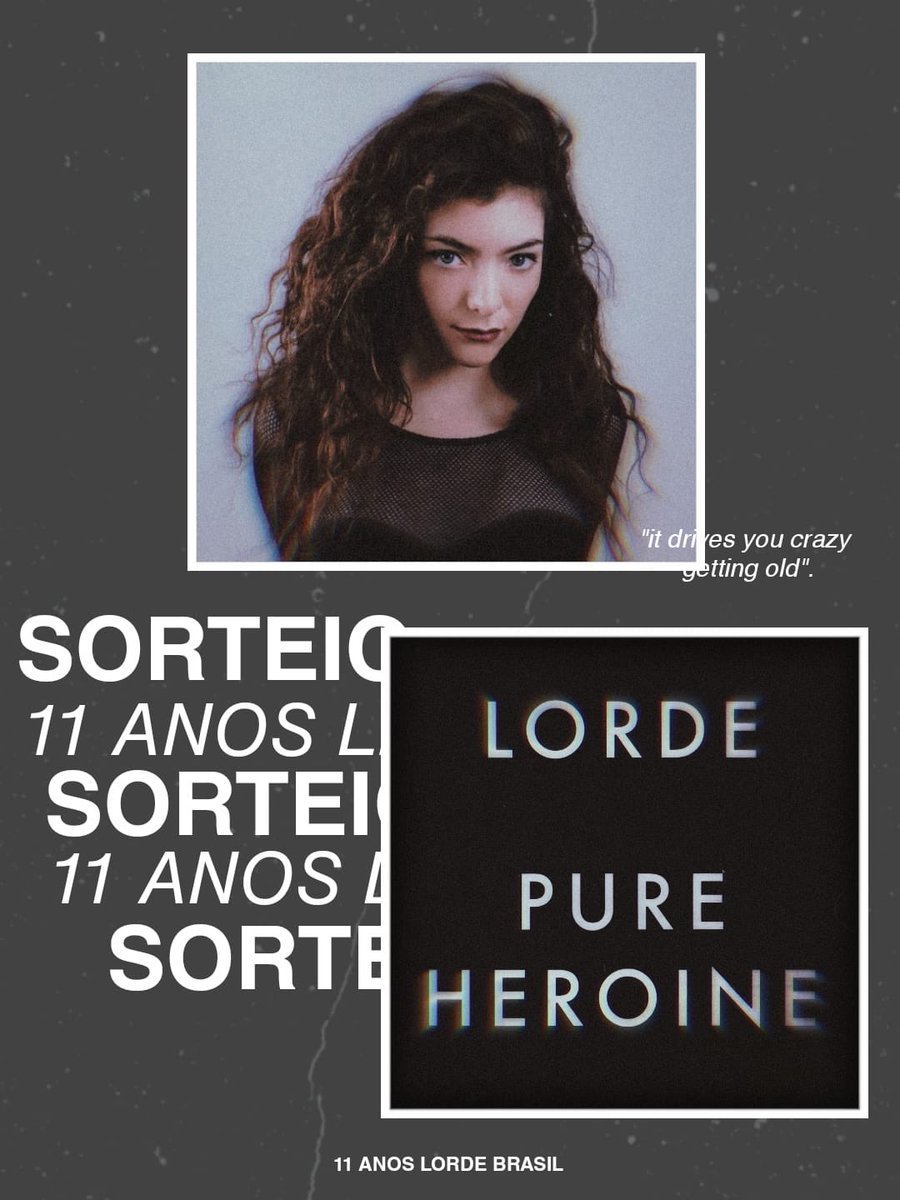 Hoje o Lorde Brasil completa 11 anos! E gostaríamos de presentear um de vocês com um CD do “Pure Heroine”.

As regras para participar são:

- Seguir @LordeBrasil;
- Dar RT nesse tweet e marcar um(a) amigo(a);
- Residir no Brasil.

Resultado sai no dia 18/05. Boa sorte! 🤍🖤