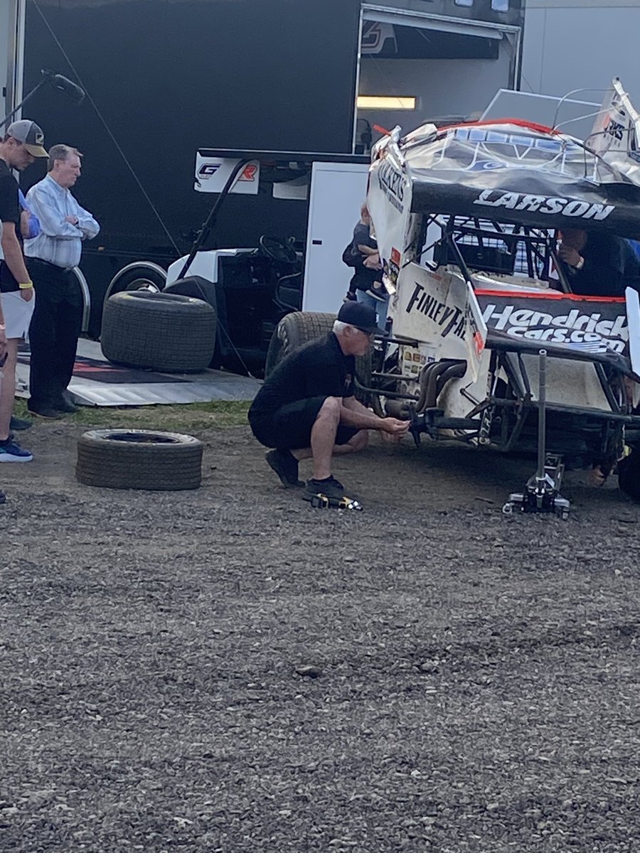 The good news for Kyle Larson is that the repairs to his wrecked car are being done under the watchful eye of three-time Indianapolis 500 winner Johnny Rutherford.