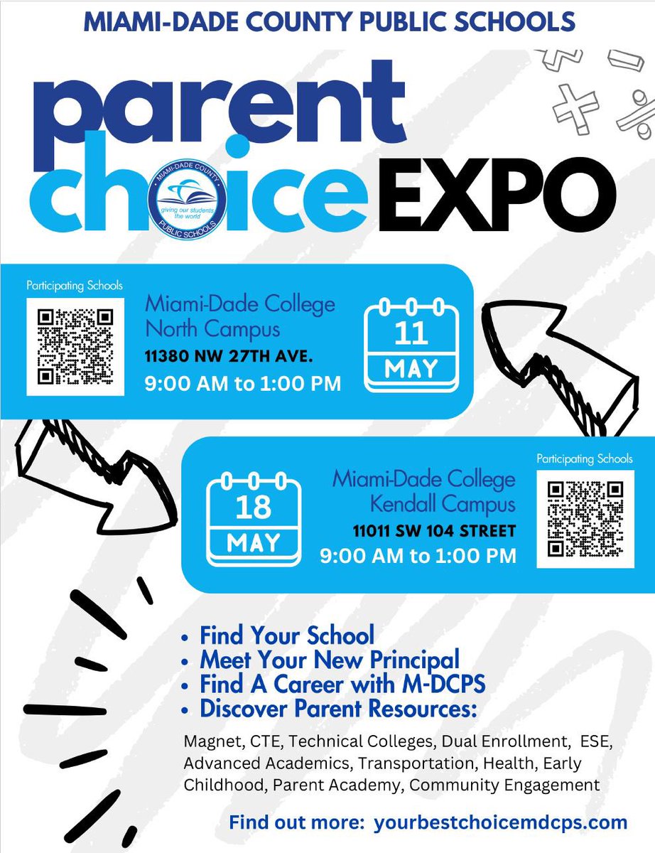 Join us at MDCPS parent Expo this Saturday from 9-1pm at Miami Dade Kendall Campus ! We look forward to seeing you all there !! @SuptDotres @MDCPSSouth #yourBestChoiceMDCPS