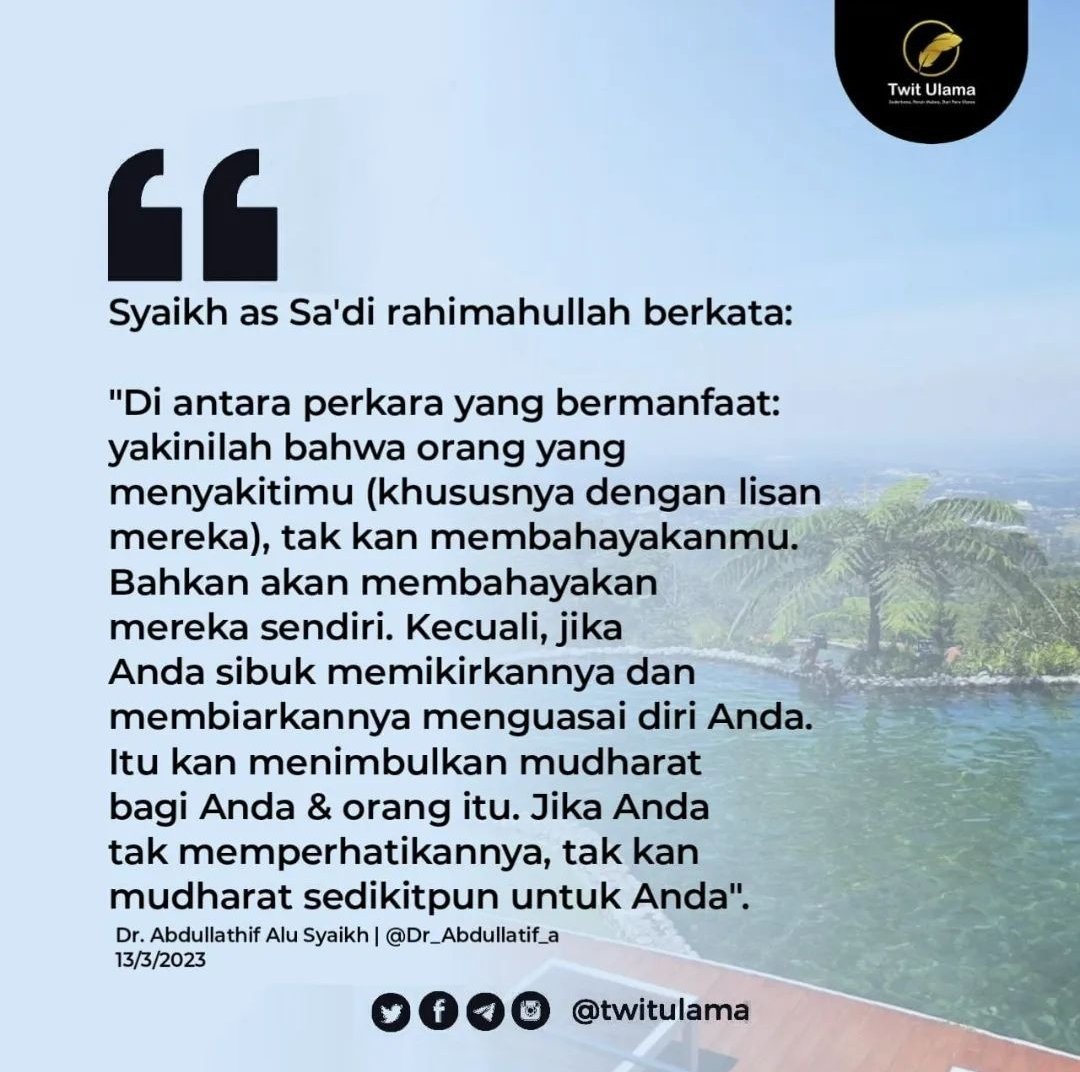 AmrullahAK's tweet photo. Gak perlu overthinking dengan orang yg suka ngomongin kita. Kalo ada yg benar dari omongannya yg bisa membangun kita, lakukanlah. Kalo omongannya gak bener, tinggalin aja. Inget juga, tetaplah di atas ketakwaan. https://t.co/npxMhoDNPR