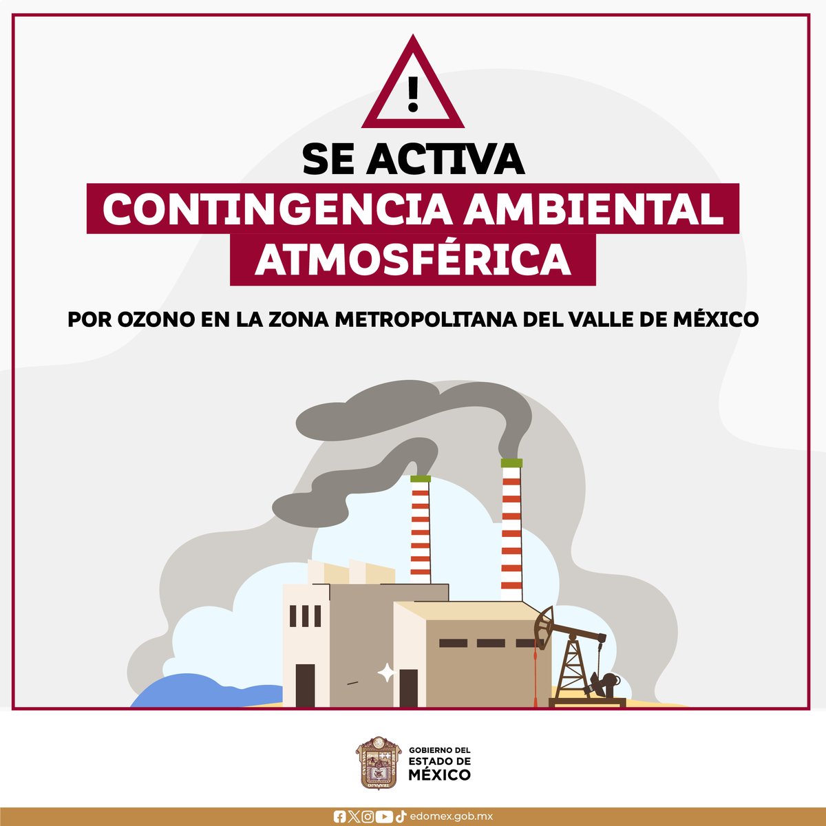 ¡Toma tus precauciones! Se activa Contingencia Ambiental Atmosférica por ozono en la Zona Metropolitana del Valle de México. Consulta información oficial: 💻 rama.edomex.gob.mx/calidaddelaire