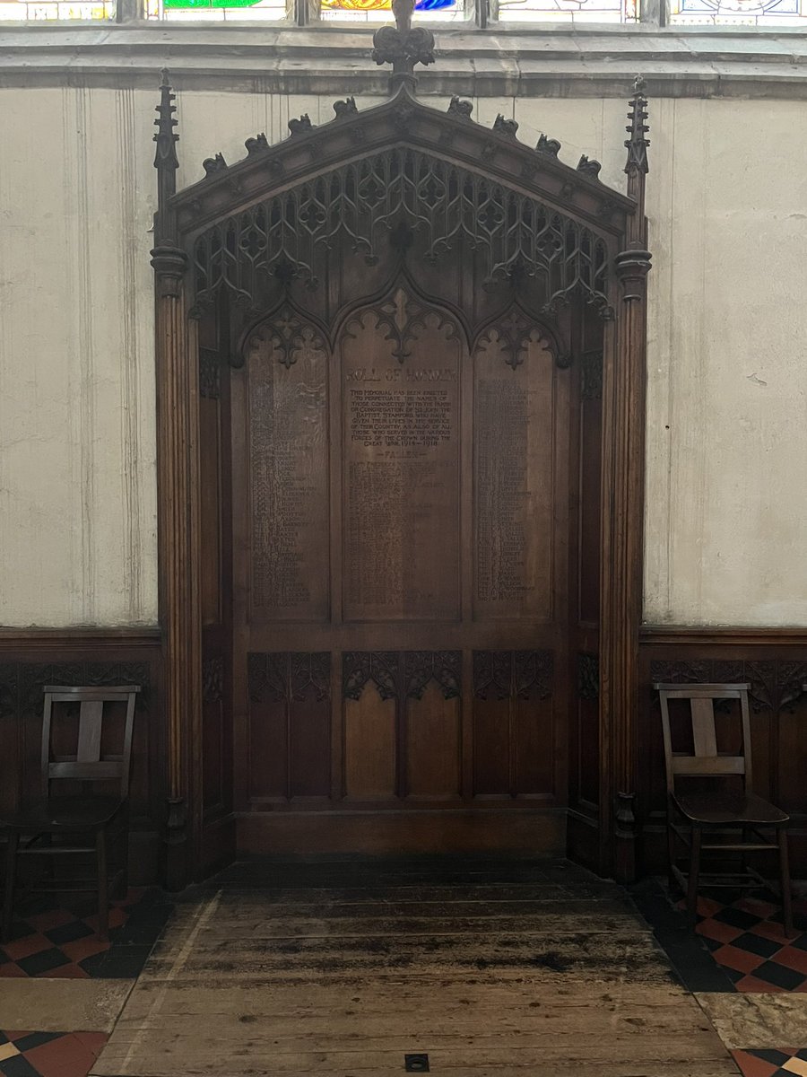 Roll of honour. St. John the Baptist Church, Stamford, Lincolnshire. First World War.  #LestWeForget