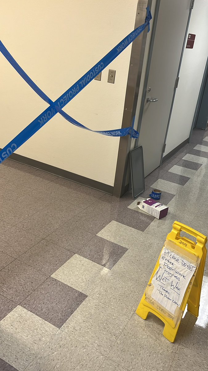 Maybe it’s a sign to go home, locked out your office for floor waxing…..