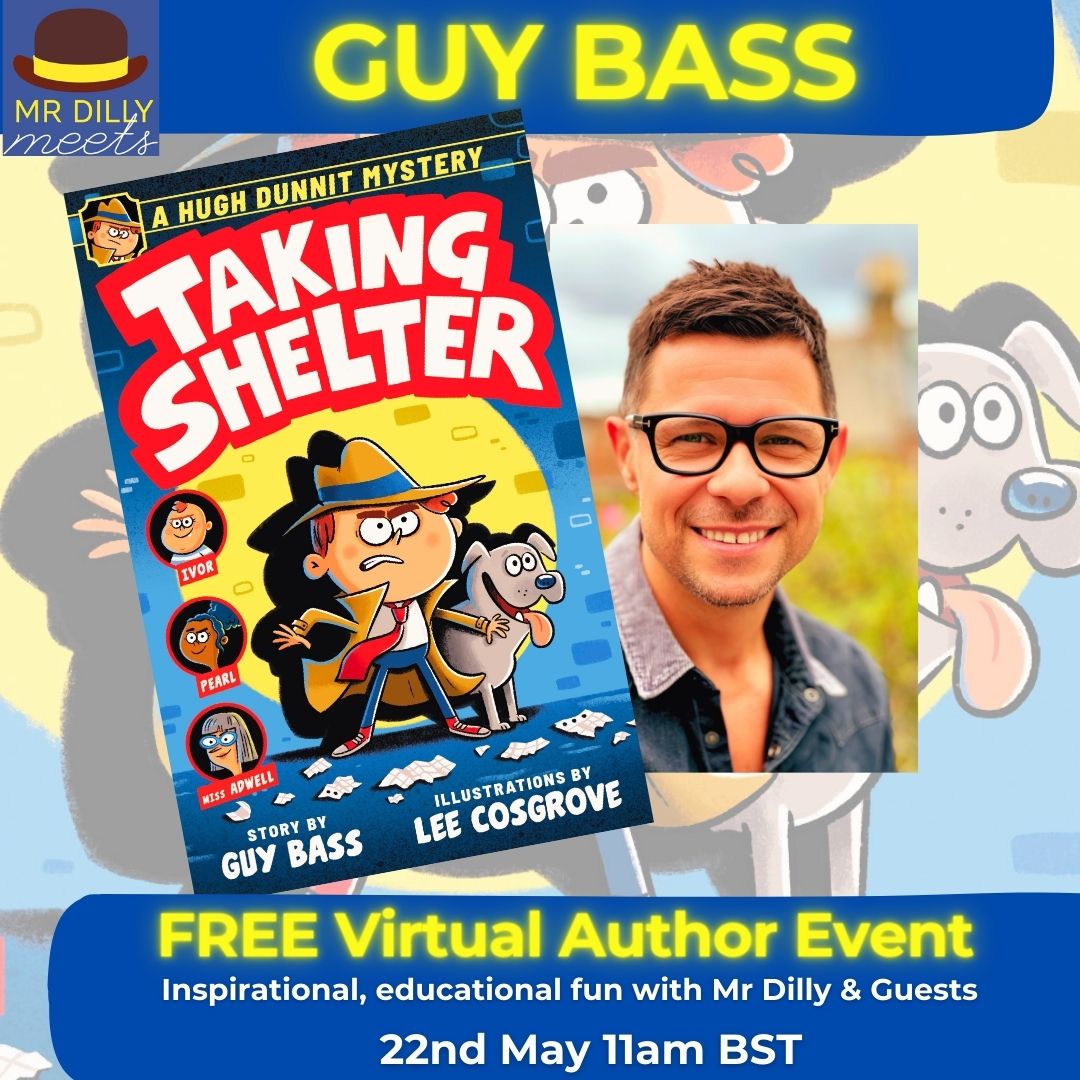 🥳#Schools! #Teachers! #Librarians! Join me, @GuyBassBooks & more as we laugh along with HUGH DUNNIT MYSTERY- TAKING SHELTER 💥 in a FREE Virtual Author Event 22nd May 11am 📚 Watch live or on-demand 👋Join us! ➡️ Book here tinyurl.com/ydrmr33u #edutwitter #books #kidlit