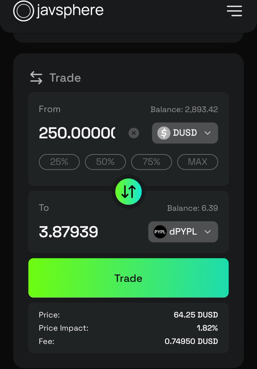 Buy some dTokens with TradeX 😎, like ever week —> DCA @Javsphere thx for TradeX ❤️