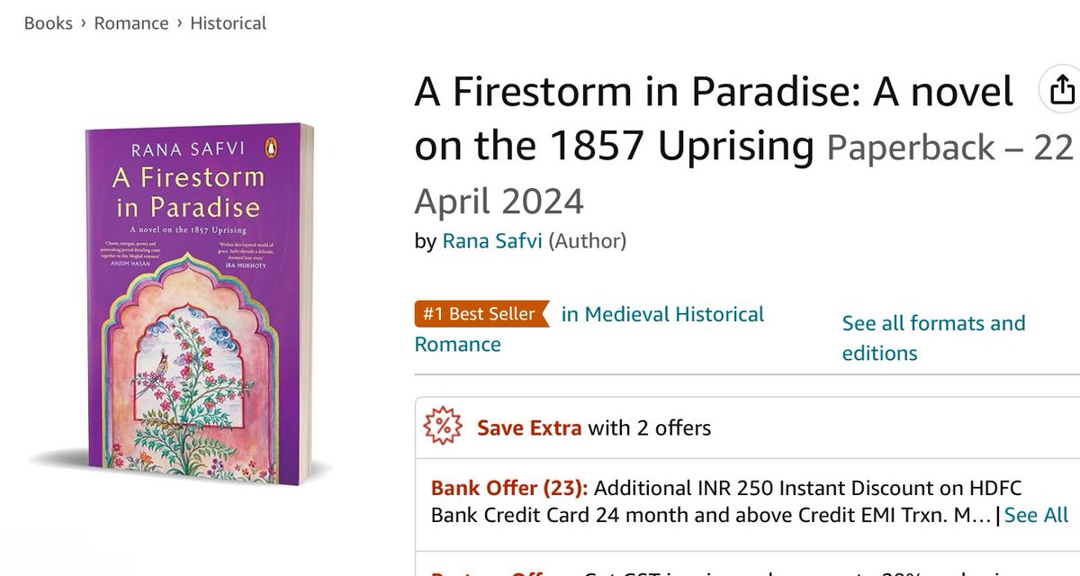 Please give lots of love to my first historical novel & book your copy of ~ A Firestorm in Paradise: A novel on the 1857 Uprising Thank you dear readers for making it #1 in medieval historical romance on pre order. Let's make it #1 in other categories too @PenguinIndia
