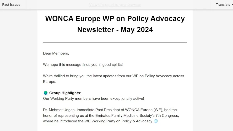 📢 Do not miss @WONCAEurope WP on #PolicyAdvocacy Newsletter May 2024  !!  

Our #WEWP_Policy_Advocacy members have been exceptionally active!  👏👏

👉Emirates FM Society's 7th Congress 🇦🇪
👉 64th @EQuiP conference 🇧🇪
👉 98th <a href="/EGPRN/">EGPRN</a> meeting 🇵🇹

🔗👇 
woncaeurope.org/news/view/wonc…