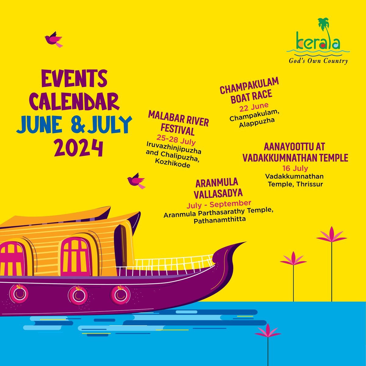 Save the dates as Kerala heads for the season of rains and exciting events! #June #July #Events #Kerala #Art #Culture #KeralaTourism