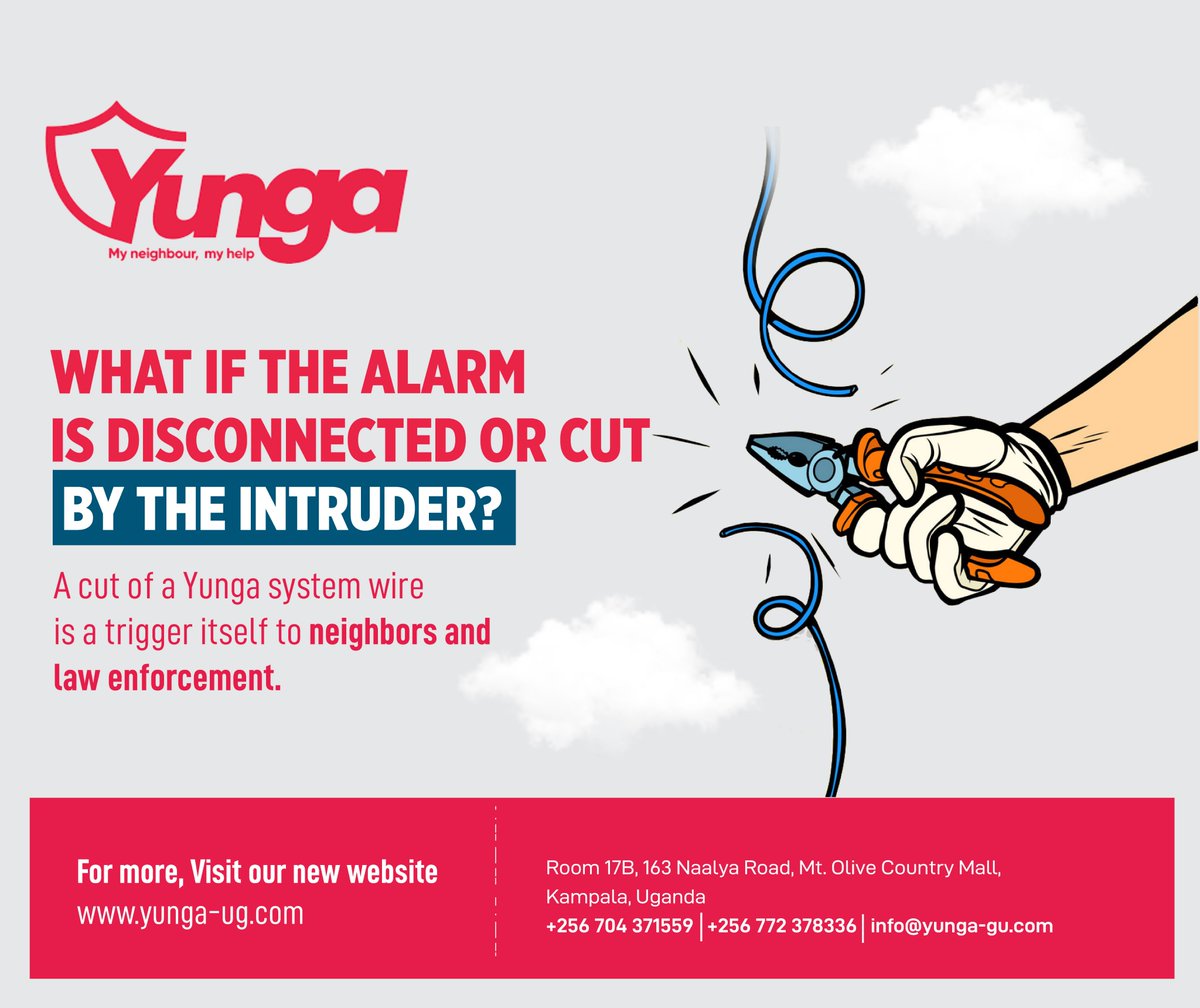 Popular Question: What if the alarm is disconnected or cut by the intruder? A cut on the Yunga system wire is itself a trigger to neighbors and law enforcement. Our system harnesses the power of digital technology to ensure efficiency and reliability. 👉 yunga-ug.com