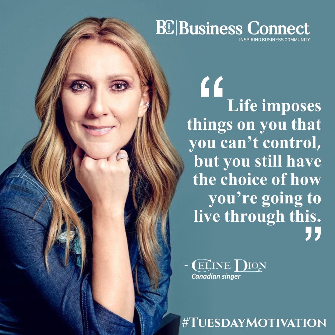 'Life imposes things on you that you can’t control, but you still have the choice of how you’re going to live through this.' — Celine Dion

#quote #quotes #quotesoftheday #quotesdaily #motivationquote #todayquote #motivationdaily #motivatonvibes #quotesaboutlife #motivationquote
