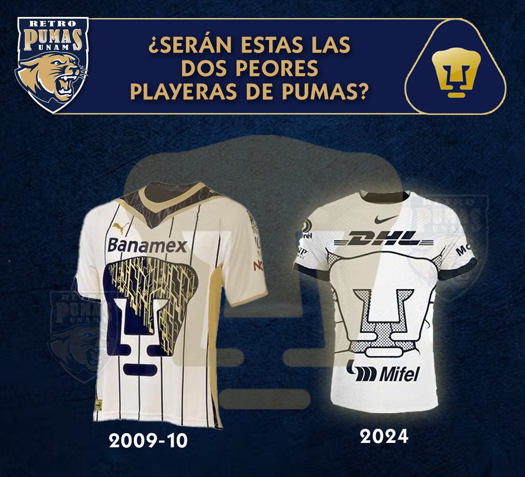 Retropumasunam's tweet image. #EsPregunta 
¿Serán estas dos playeras las peores que ha sacado Pumas en los últimos 15 años?
