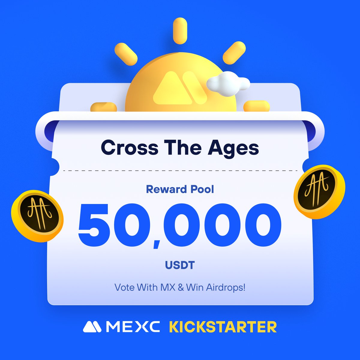 .<a href="/CrossTheAges/">Cross The Ages</a>, a multimedia IP &amp; an experiential ecosystem blending virtual and real worlds, is coming to #MEXCKickstarter 🚀

🗳Vote with $MX to share massive airdrops
📈 $CTA/USDT Trading: 2024-05-15 08:00 (UTC)

Details: mexc.com/support/articl…