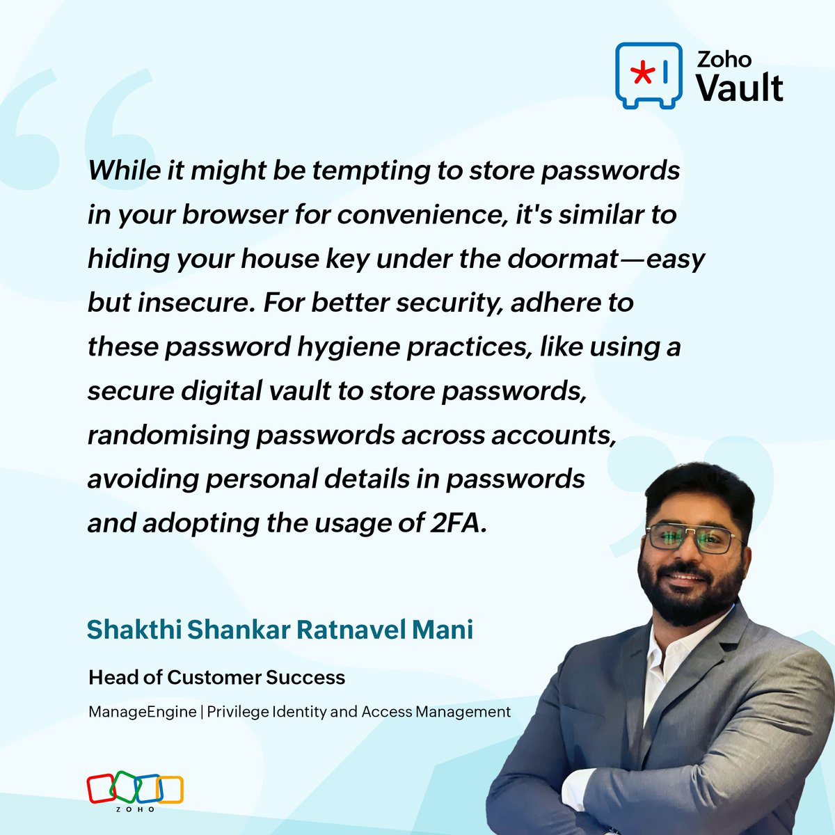 Stop letting your browser remember your passwords! 

Learn password security tip from @ShakthiShankaRm, Head of Customer Success, @manageengine, Privilege Identity and Access Management. 😀

#WorldPasswordDay #StaySafeOnline