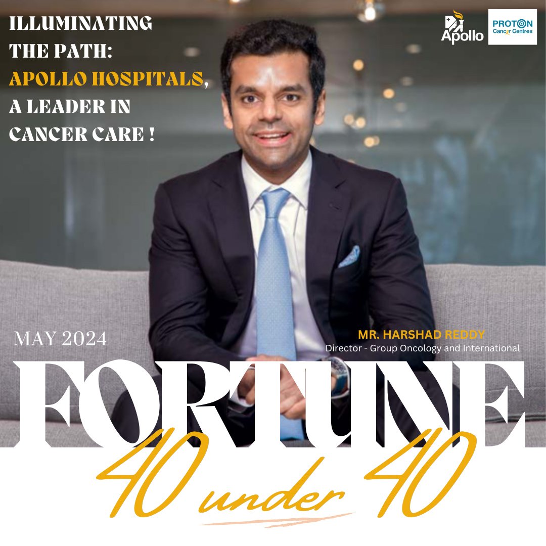 We are thrilled to announce that Mr. Harshad Reddy, Director -Group Oncology and International at Apollo Hospitals, has been recognized in the prestigious FORTUNE India 40 UNDER 40 magazine! 

#Fortune40Under40 #HealthcareInnovation #YoungLeaders