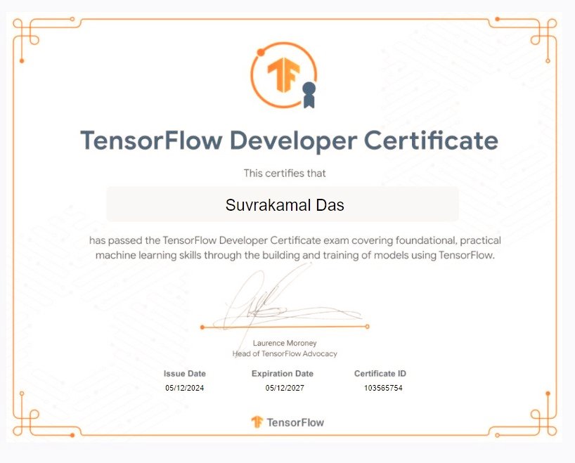Finally completed the Tensorflow Developer Certificate. It was pretty interesting to code for 5 long hours . I got decent results.