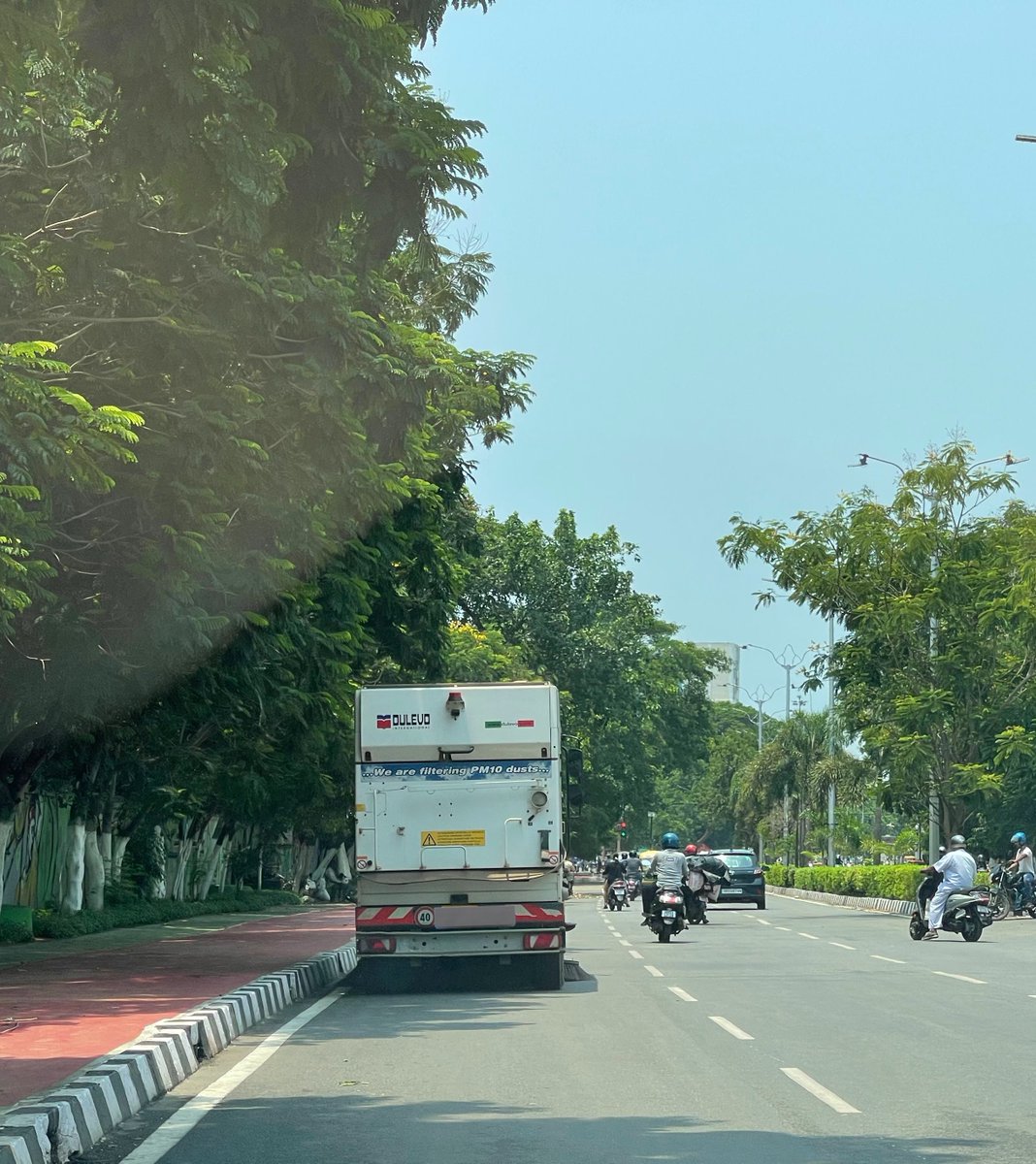 The mechanized road sweeping is ON to filter PM10 dusts. #Bhubaneswar