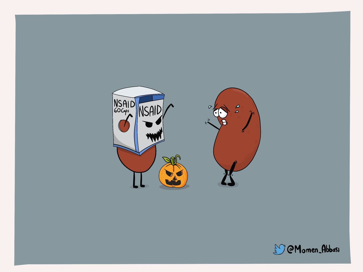 Even in the medicine cabinet, it’s Halloween every day! Beware of the spooky NSAID box that terrifies all kidneys around. 😱💊