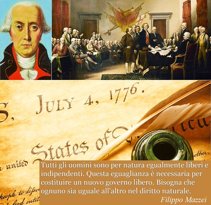 #AccaddeOggi #14maggio 1787; #FilippoMazzei, paladino dei #dirittiumani, patriota e cittadino del mondo iniziato alla #Massoneria a Londra, inizia a scrivere la Dichiarazione d'Indipendenza degli #USA con gli altri padri costituenti. Fu amico di ben 5 Presidenti USA. #Freemasons