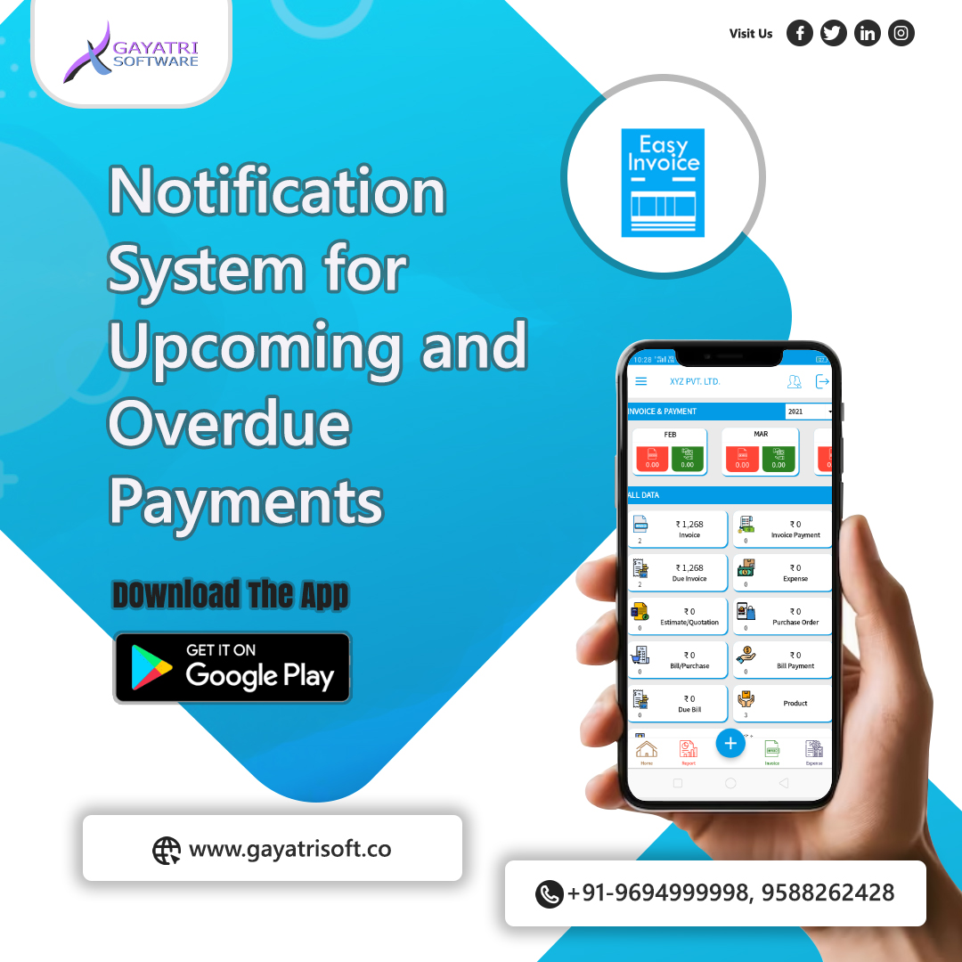 Never miss a payment again! #EasyInvoicePro sends automated notifications for upcoming & overdue invoices. #invoicemanager #invoicemakerapp #InvoiceManagement #invoicequotationmanager #BusinessSimplified #InvoicingMadeEasy #InvoicingSolution #PaymentAlerts #StayOrganized