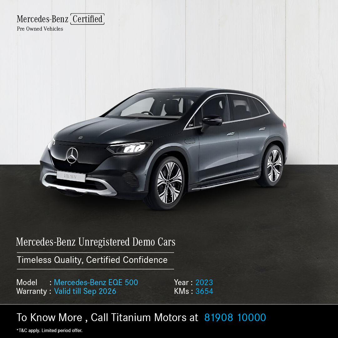 Explore Mercedes-Benz Demo Cars: Timeless quality, certified confidence. Experience assurance, knowing every car undergoes rigorous testing. Don't miss this chance for elegance and sophistication

*T&C Apply

To Know More Call Titanium Motors at 8190810000

#MercedesBenzCertified