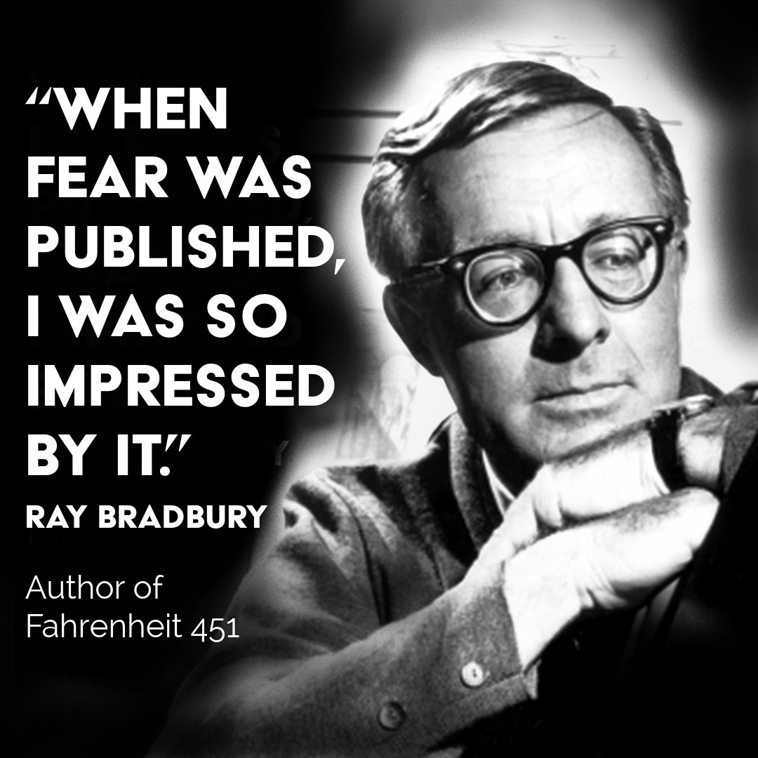 Ray Bradbury, the author of #Fahrenheit451, wrote to #LRonHubbard on May 28, 1981: “When I was 20 years old, and your #Fear was published, I was so impressed by it. That was a lovely piece of writing you did on that.' #RayBradbury.

#HorrorRead #horrorboks #authorinspiration