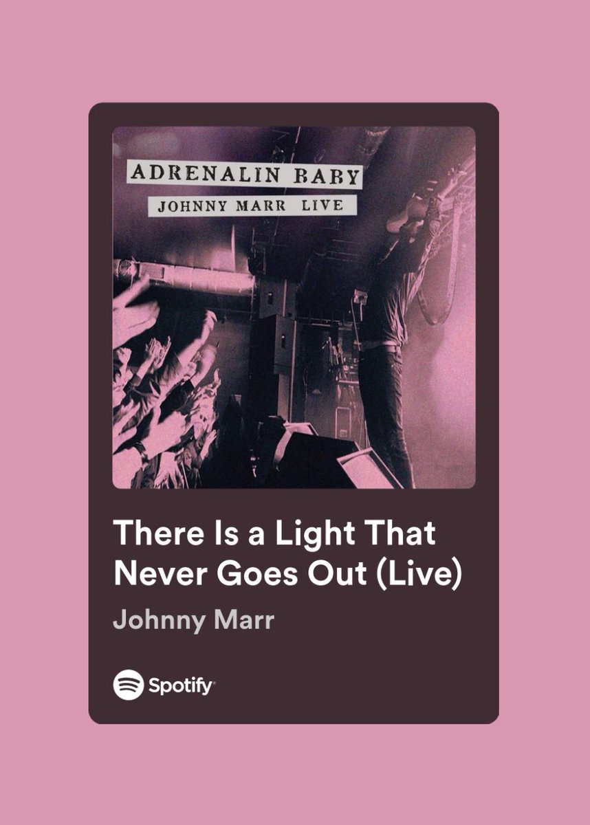 Day 19: #LightTop20 💡
• There Is A Light That Never Goes Out • @Johnny_Marr 

Here’s the live version by Johnny of a fave Smiths song:

open.spotify.com/track/4ppi9Ahp…