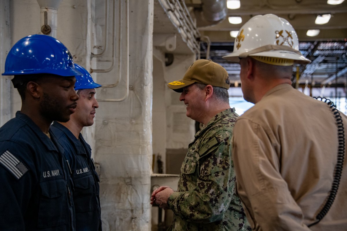 During a visit to Commander, Fleet Activities Sasebo, Vice Adm. Kacher visited Sailors assigned to USS New Orleans and USS Rushmore. #US7thFleet | #USNavy