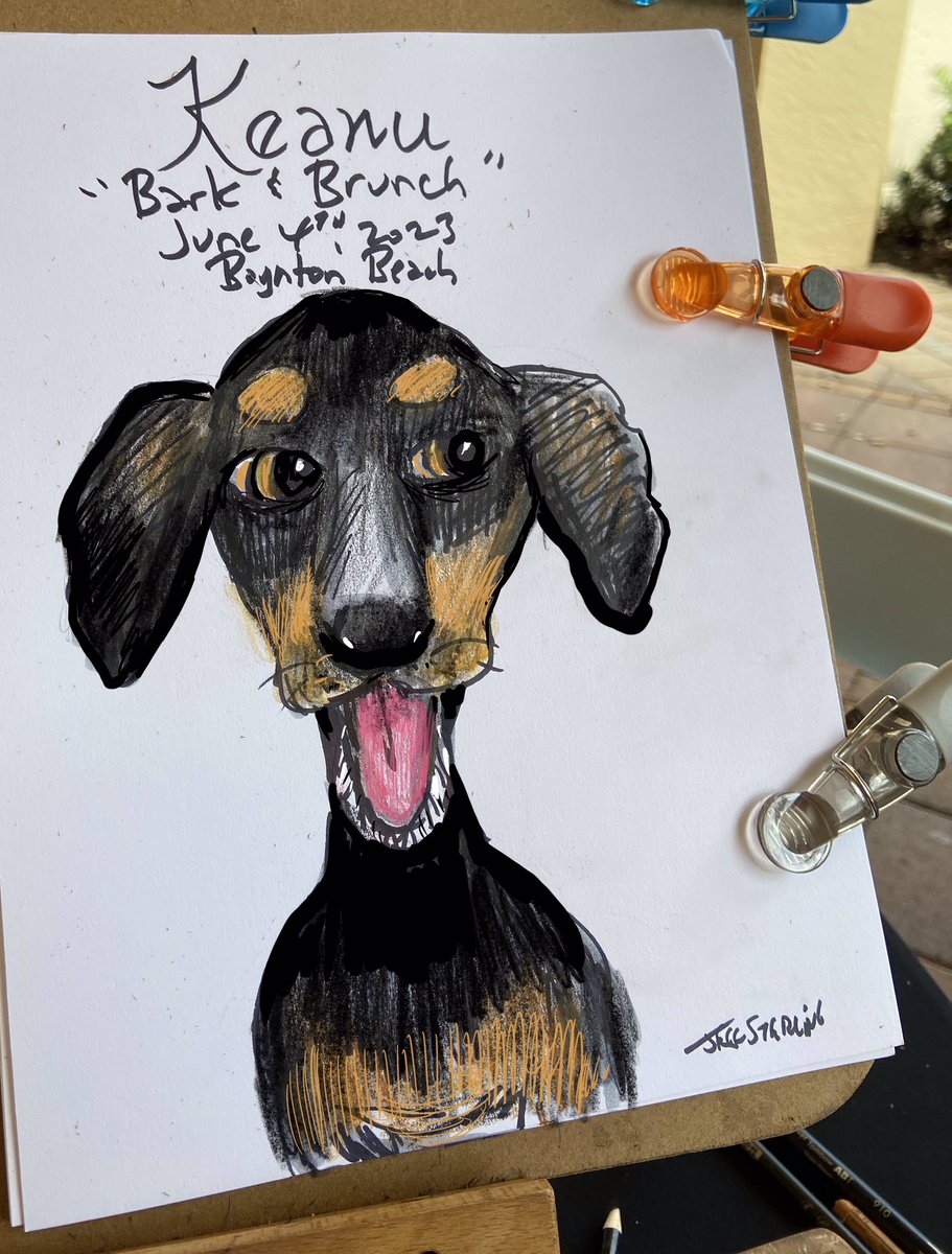 #DogOwners Pet Friendly #CommunityEvent “Bark and Brunch” in #BoyntonBeachFlorida. Organizers booked #PetCaricatures #DogArt #DogCaricatures by #DelrayBeach and #MiamiCaricatureArtist Jeff Sterling from FloridaCaricatures.Com
