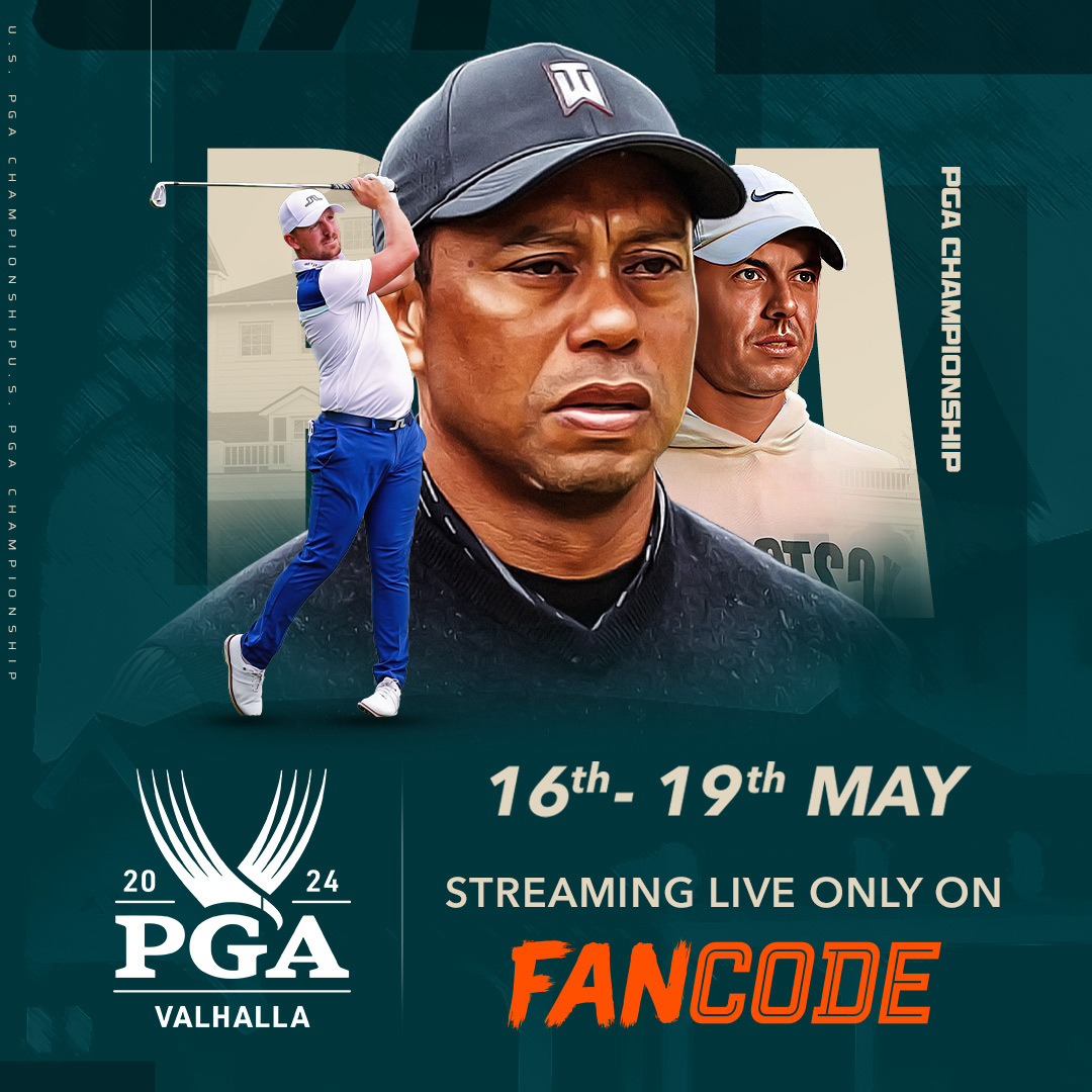 It's Tee Time! 🏌️⛳ . . The 2024 PGA Championships Valhalla roars to life, exclusively on FanCode! Witness golfing's elite battle it out for glory. Don't miss a single swing - catch it all LIVE! #FanCode #PGAChamp