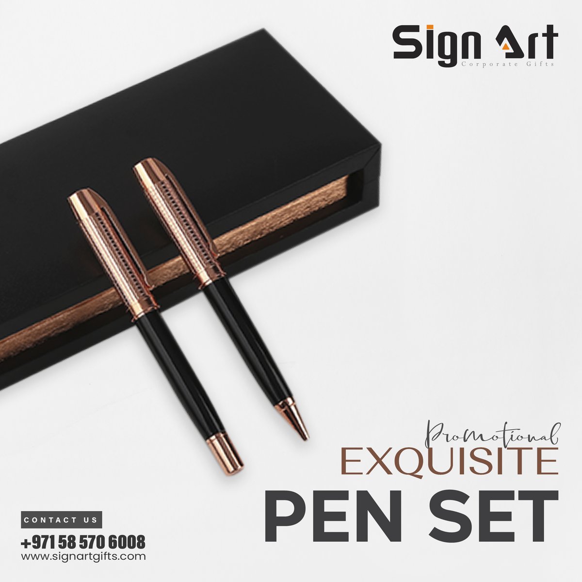 EXQUISITE PEN SET
WhatsApp: 058 570 6008

Learn more: signartgifts.com

#customized #customizedgifts #promotionalproducts #personalizedgifts #giftprinting #penset #corporategifts #UVProtection #MetalPen #CustomizedBranding #printingservices #dubaiprinting #giftsupplier