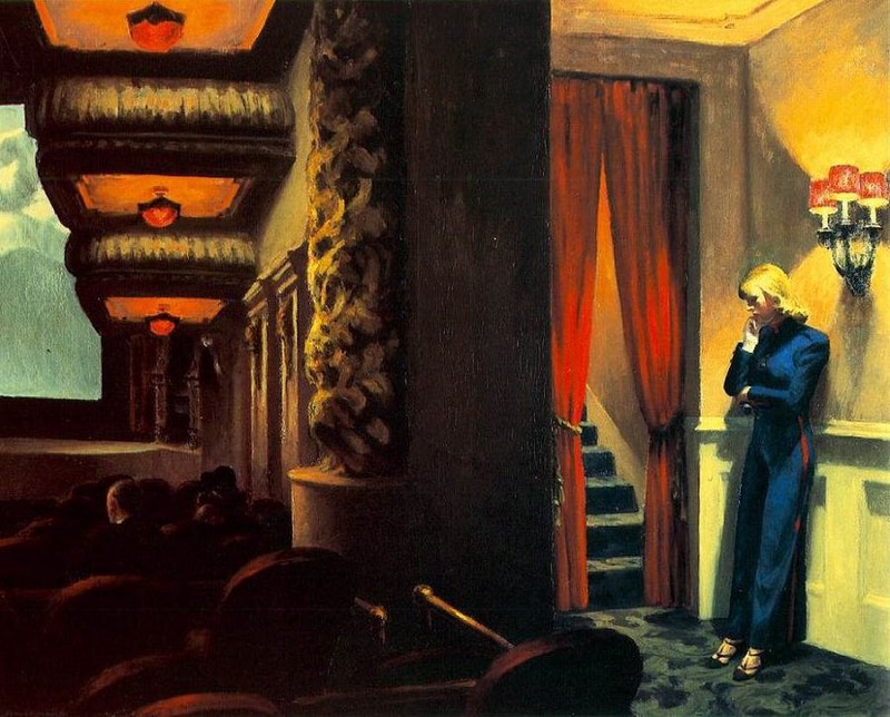 Oggi nel 1967 moriva il pittore #EdwardHopper. (NEW YORK MOVIE, anno 1939, olio su tela, 81.9 x 101.9 cm). #15maggio.