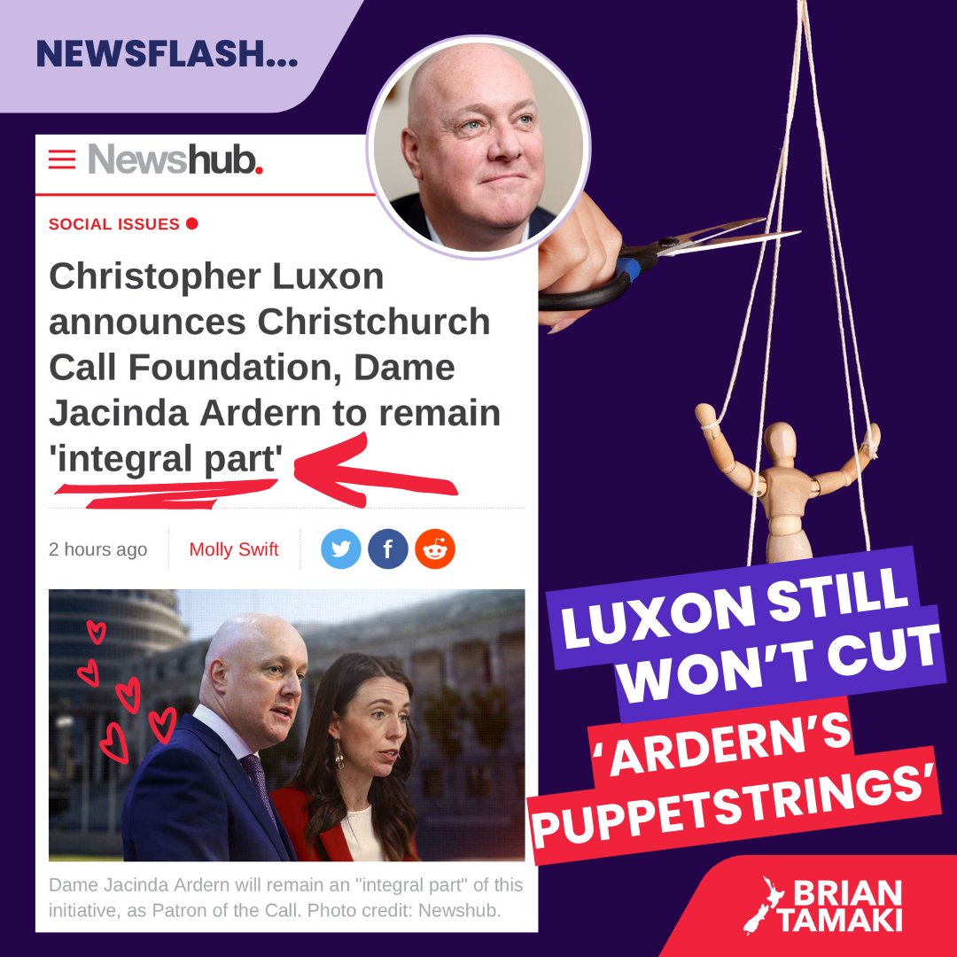 ‼️‼️ Attention: Luxon!
You've completely Missed the Memo! 📝

If NZ had wanted anything more to do with Jacinda Ardern, we'd have voted Labour!

Newsflash...Kiwis voted for National/ACT/NZ First to breakfree from the worst PM ever...Ardern and her comrades, control and tyranny.