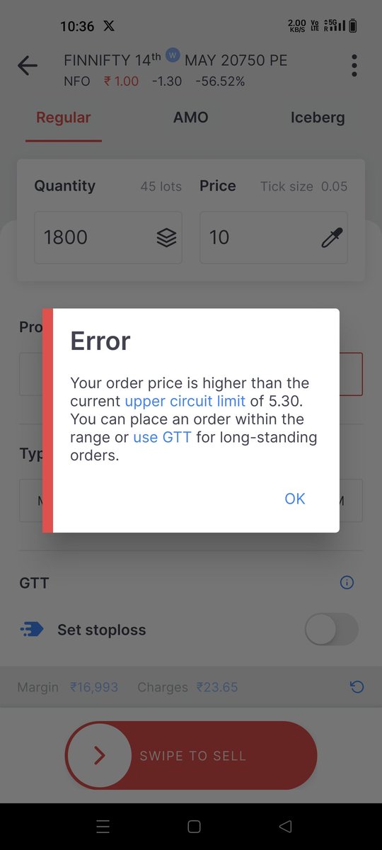 Zerodha and NSE not allowing us to sell Rs 1 option at Rs 10.

If I cant put sell order at 10/20, how will I capture the spike of 1 sec.

Now I know why retailers are not able to compete with Jane aunty.