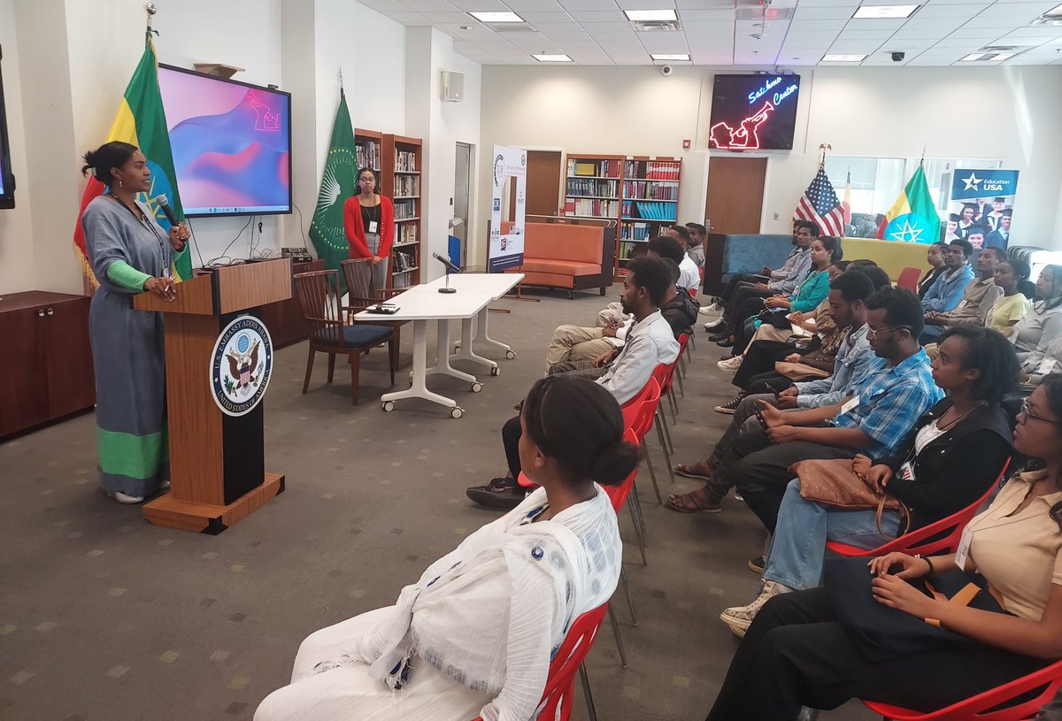 The Satchmo American Center hosted an African Day event with Model African Union - Ethiopia, focusing on education and celebrating Africa Day. @US_AU Chargé d‘Affaires Mikael Cleverley spoke to participants and emphasized that Education is the passport for the future Mezgebua