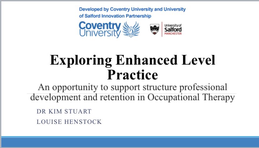 Great to be elevating the Enhanced Practice work with @KimStuartOT & @theRCOT yesterday for #occuptionaltherapy in our first of 3 #webinars 💻 please join us for the future #webinars on #enhancedpractice 🙌🏾