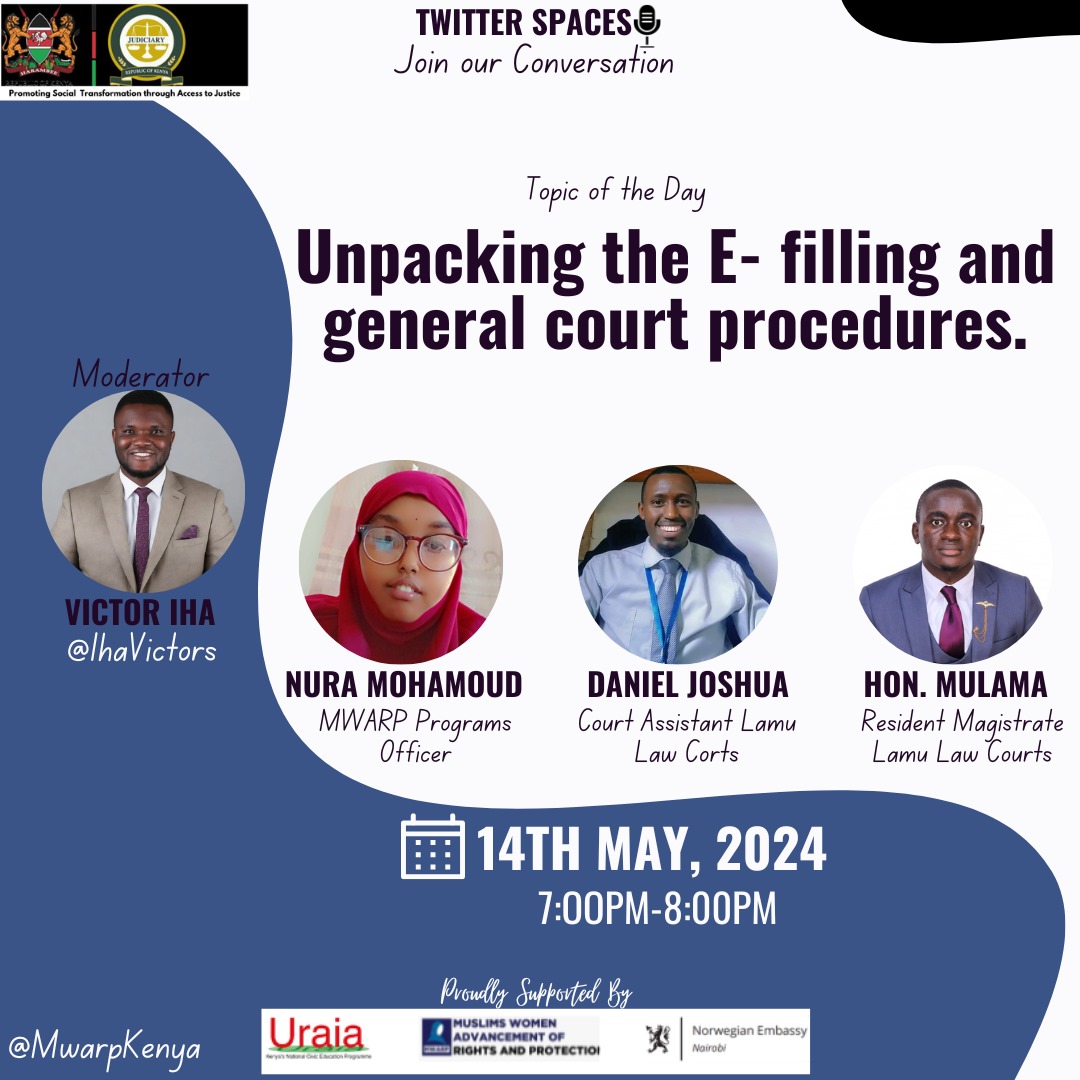 Tonight, we invite you to join our engaging X-Space the 2nd of its kind this month. Brace yourselves for an enlightening engagement as the panel of speakers expound the intricacies of the Judiciary's e-filing system and other crucial procedures within the #Criminal_Justice_System