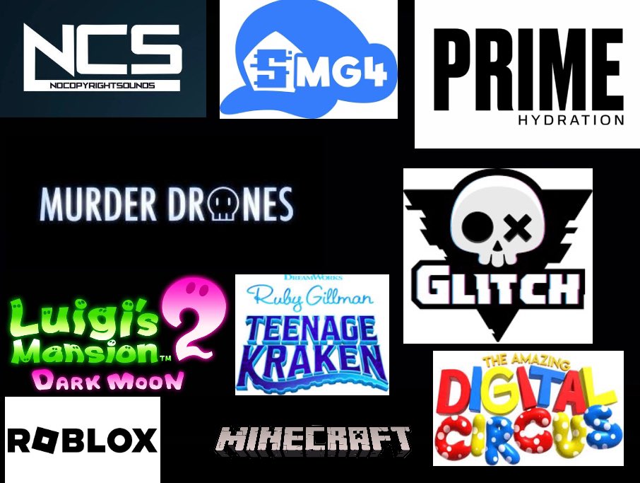 Whoever Likes These (That I Like) We Can Be Friends :D

#NoCopyrightSounds #SMG4 #PrimeHydration #MurderDrones #LuigisMansion2 #RubyGillman #TeenageKraken #Roblox #Minecraft #TheAmazingDigitalCircus #GlitchProductions