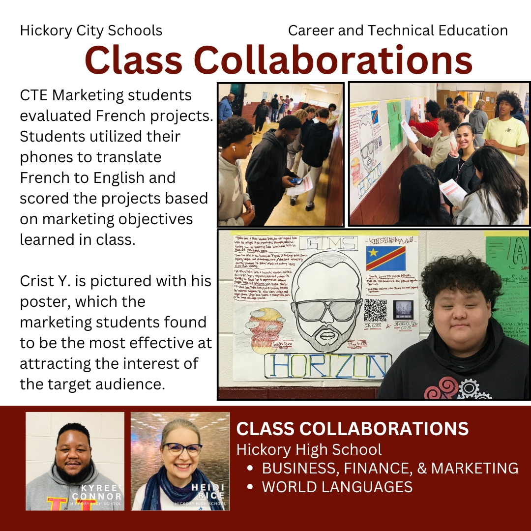 When educators work together, they create a better learning experience. Collaborative learning has been shown to not only develop higher-level thinking skills in students, but also boost their confidence and self-esteem.
#ctefornc #hickoryschools #WorldLanguages #MarketingClass