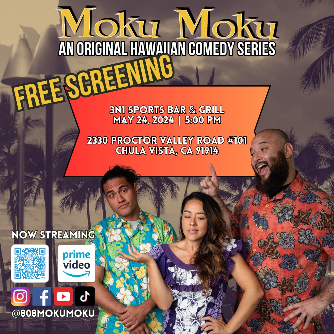FREE SCREENING ALERT | CHULA VISTA, CA Join us on May 24th at 3N1 Sports Bar & Grill for an exclusive screening of Moku Moku and meet and chat with the creator, Kawika Hoke!