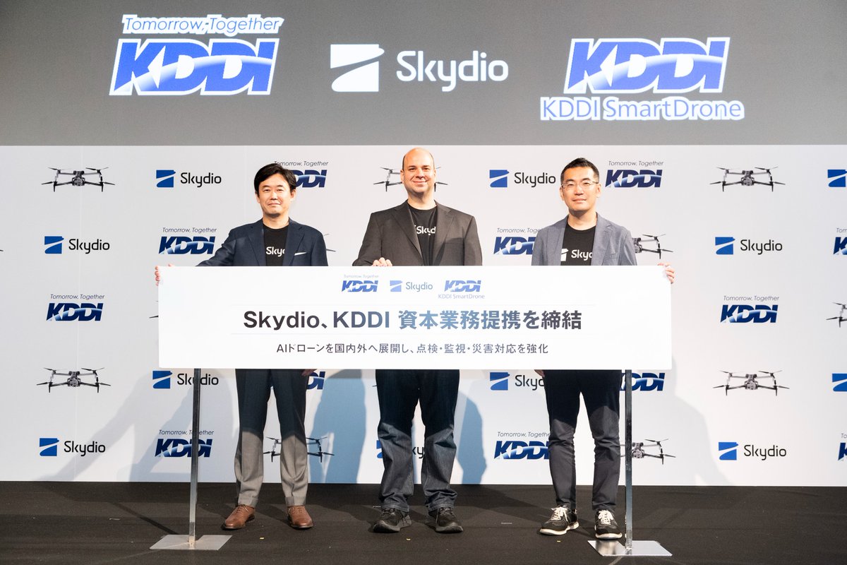 #Skydio と #KDDI は資本業務提携を締結いたしました。社会課題先進国である日本で、 AIドローンによる点検・監視・災害対応の強化に取り組みます。さらに、アジア太平洋地域（APAC）11カ国へ独占提供し、新たな市場開拓により事業を拡大していきます🤝

詳細▼
kddi.lnky.jp/EQkaNKE