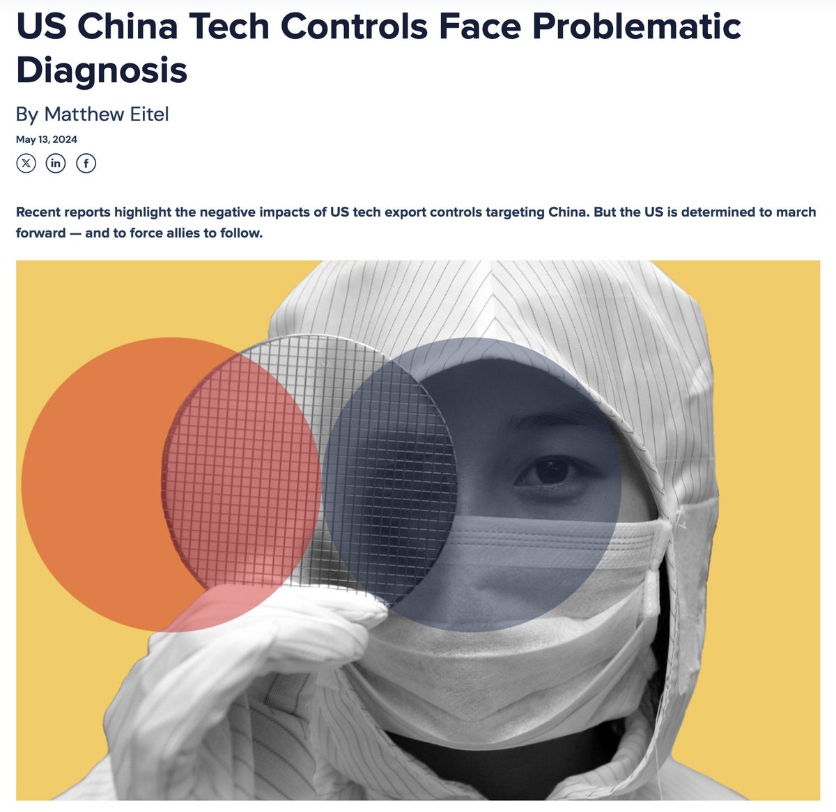 It doesn't look like US tech sanctions on China are working out so well according to this article by CEPA, here are some of the highlights: US export controls aim to maintain a technological lead over China in semiconductors, but two new studies indicate these measures are