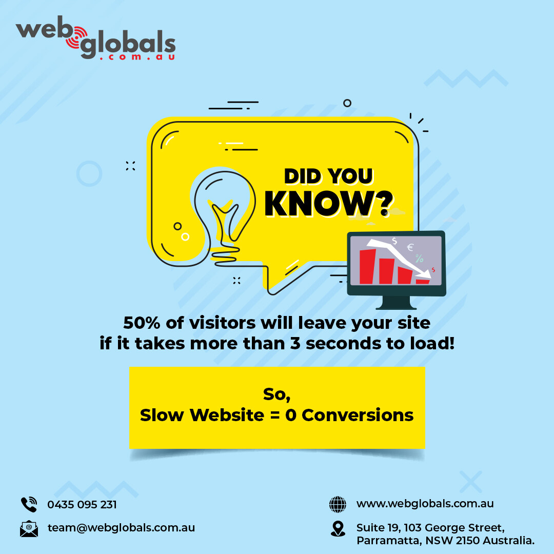 Improve your slow website with #WebGlobals. We design fast, efficient, and stunning websites that won't lose leads.

Contact us today to speed up your business.
webglobals.com.au/website-design/

#website #webdesign #webdevelopment #websitedesign