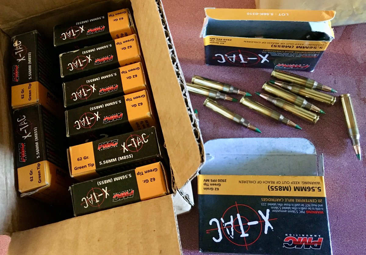 My brother is flying back to #Maine from #NorthCarolina so we can go shooting this weekend. 

If you’ve been seeing my posts I have been getting some ammo deliveries this week.

These are 5.56 NATO Green Tip, got 200 rds today for this weekend. 🤗💖🙏
#2A #GunRights