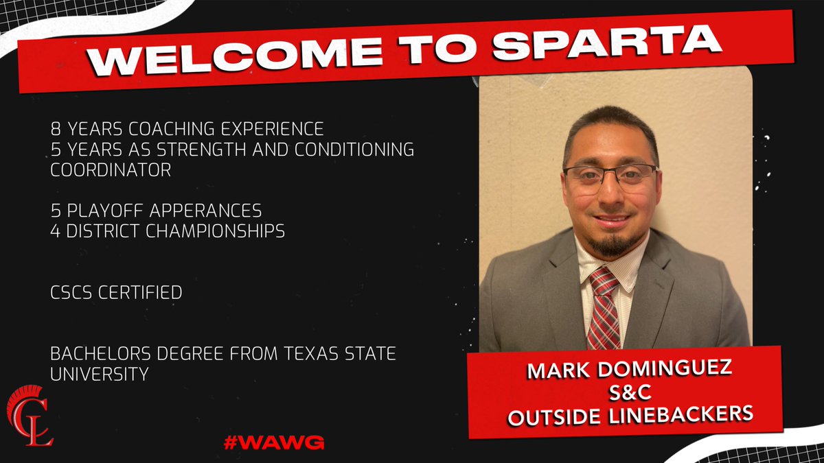 Welcome to Sparta Coach Dominguez!#WAWG #TIS